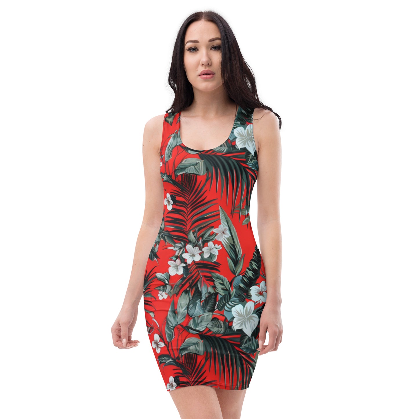 Tropical print bodycon dress