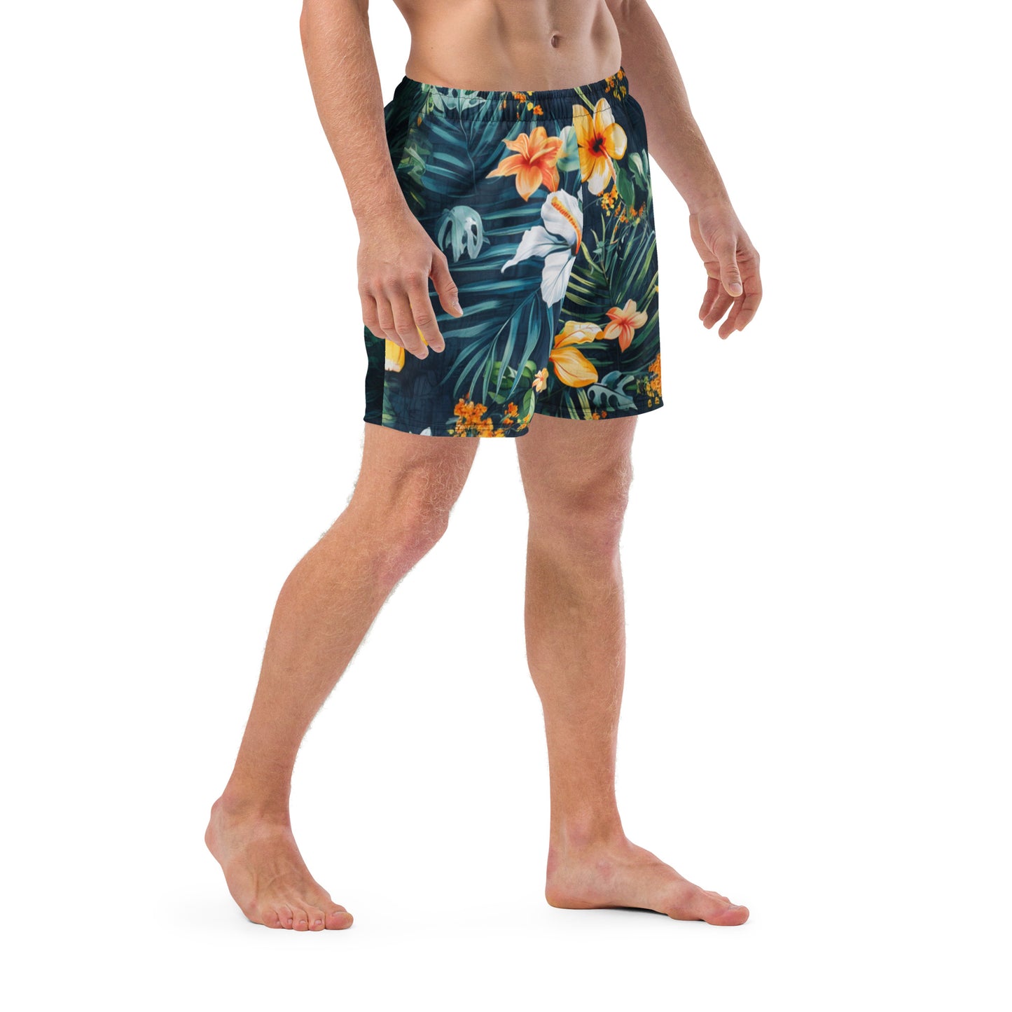 Men's tropical print swim trunks