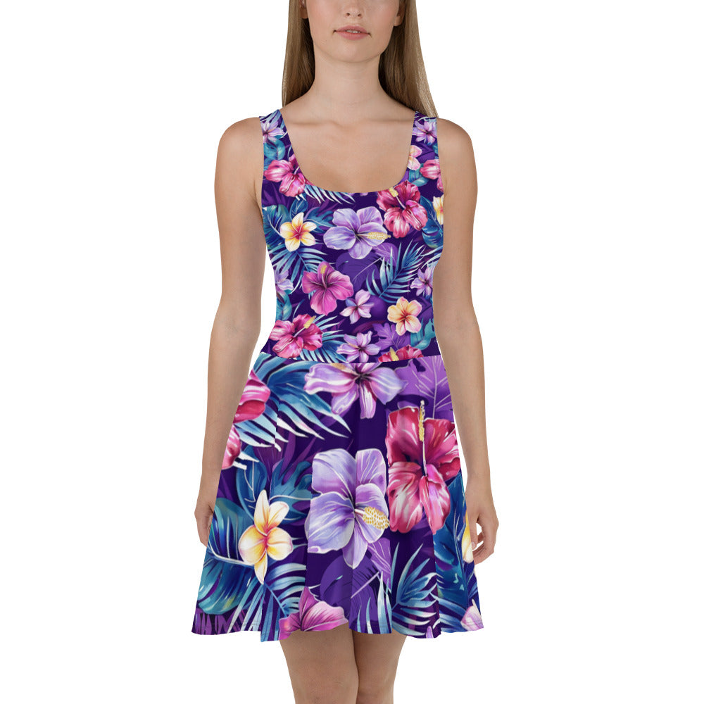 Tropical Print Skater Dress