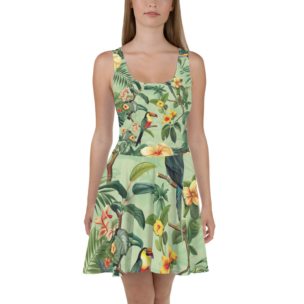 Tropical Print Skater Dress