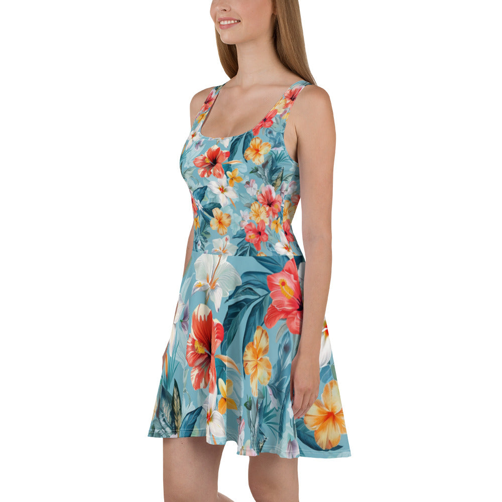 Tropical Print Skater Dress