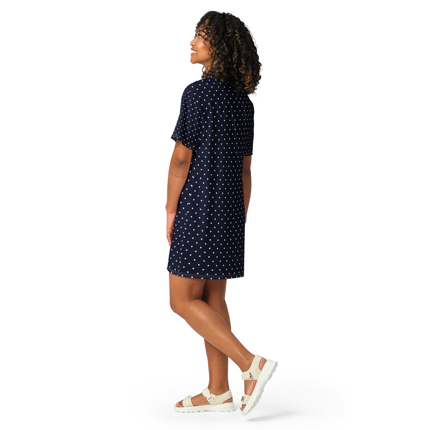 Pokatdot navy T-shirt dress