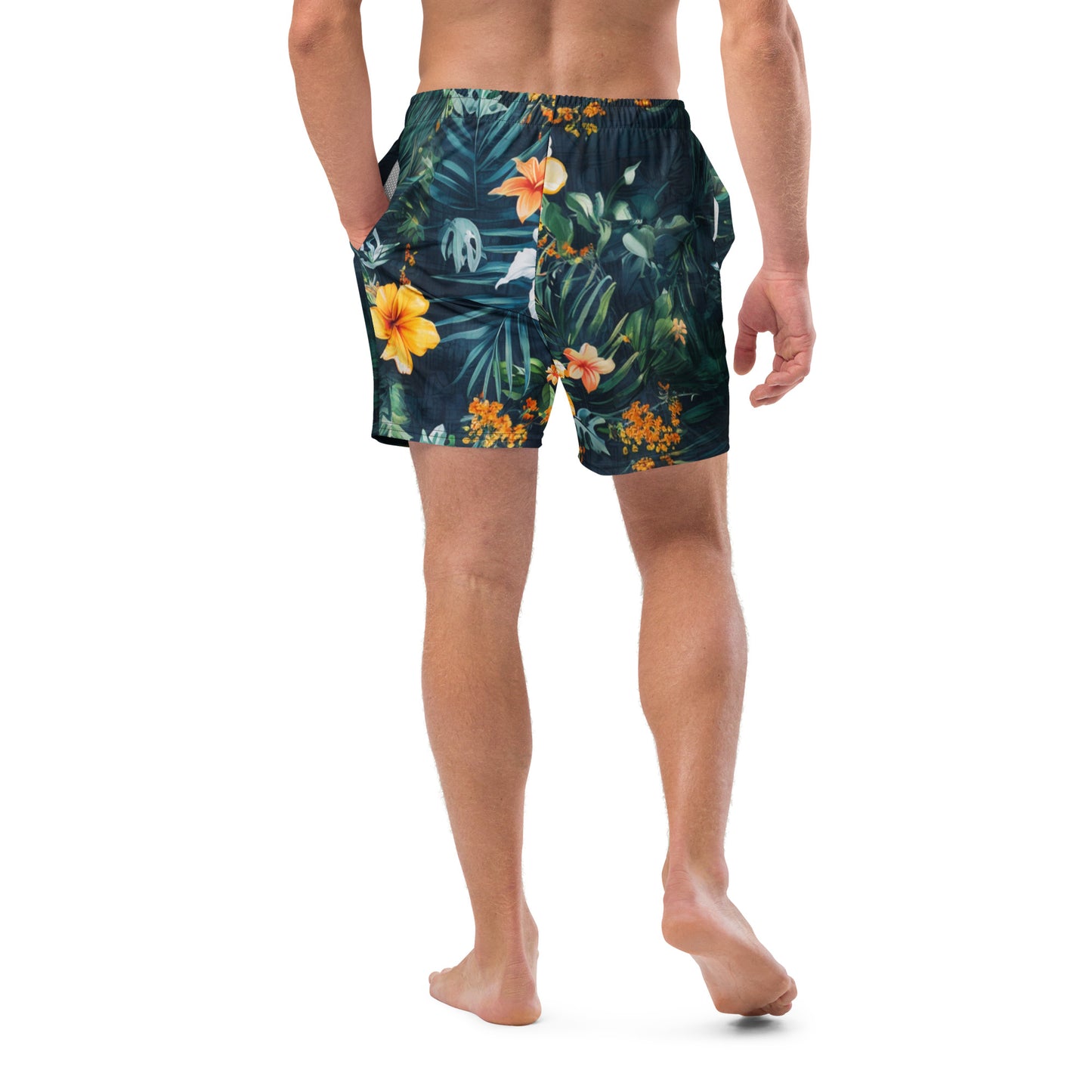 Men's tropical print swim trunks