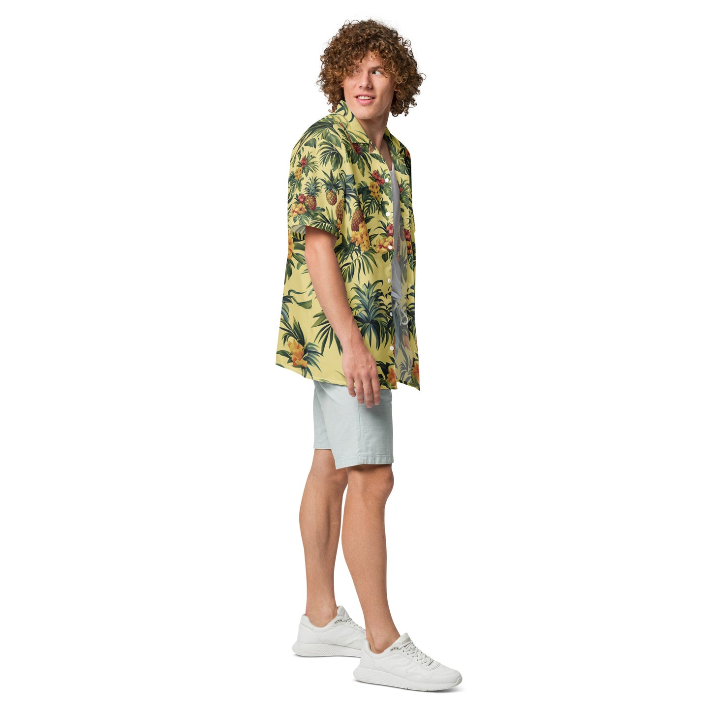 Tropical print button shirt